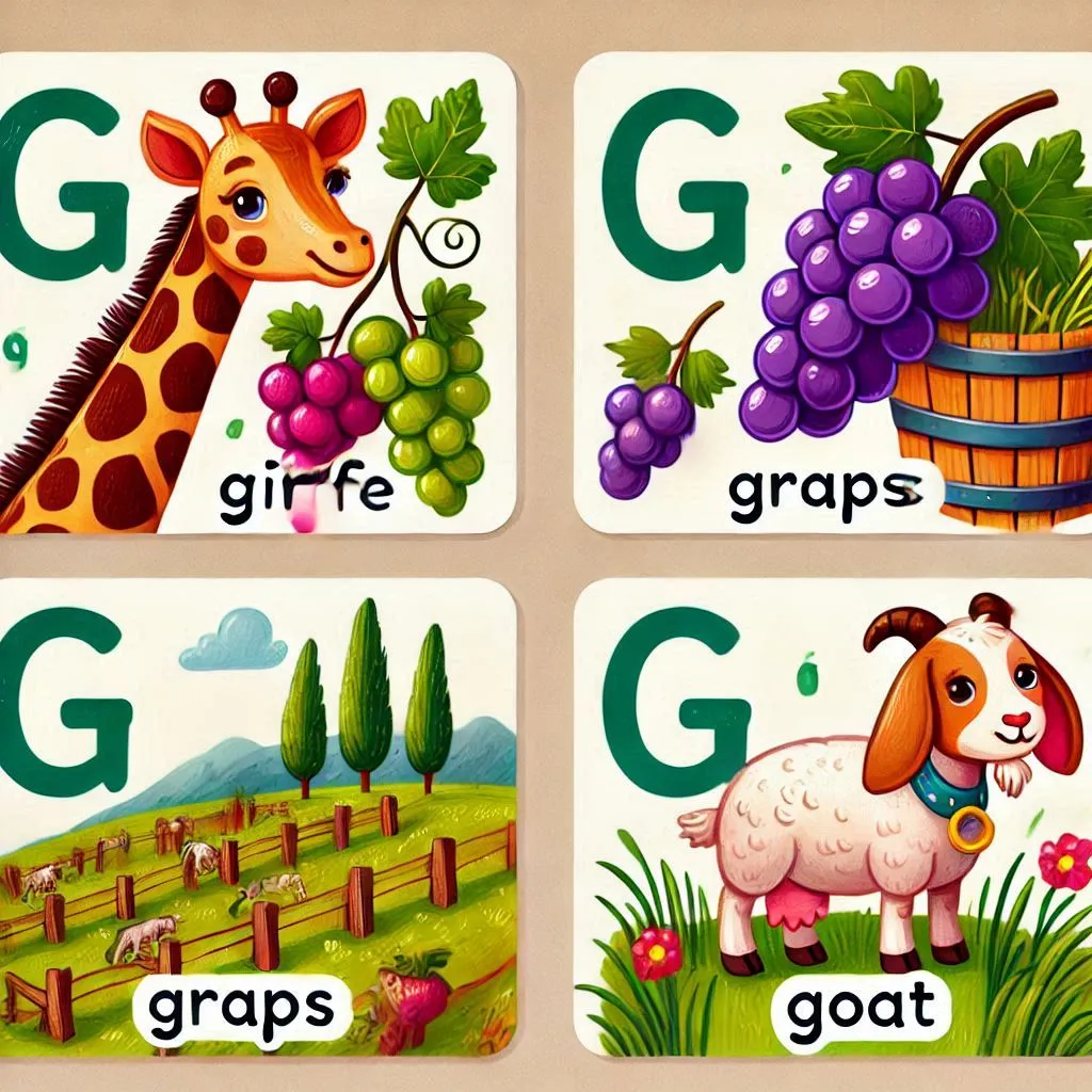 Letter G Flashcards for Kids